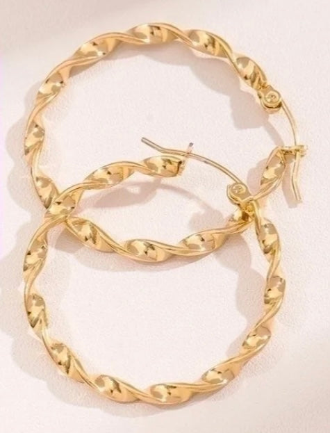 Twisted Gold Hoops 