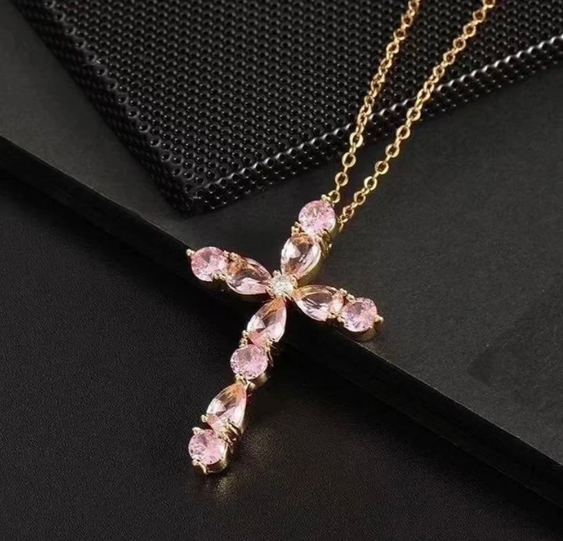 Cross Necklace (Pink)