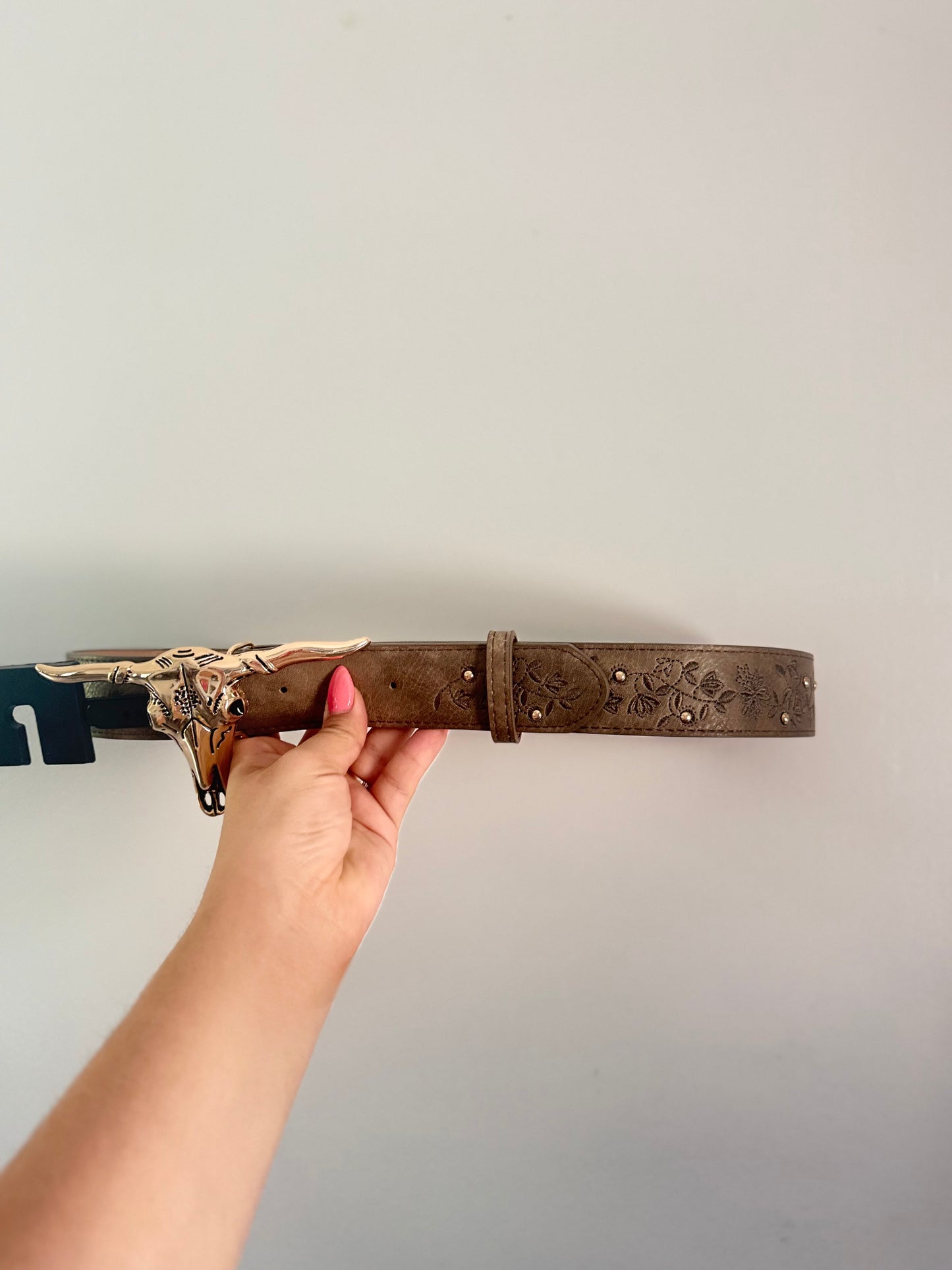 Longhorn 3D Strap Belt (Dusty Brown)