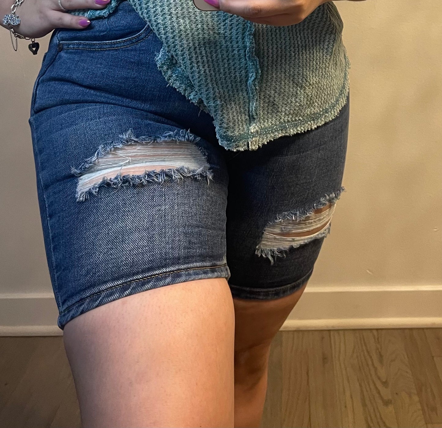 Ripped Denim Shorts