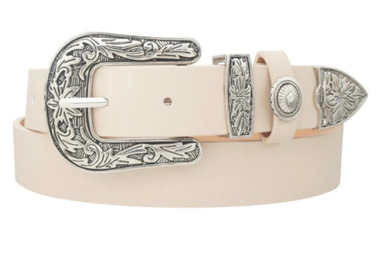 Pebbled Western Double Loop Belt