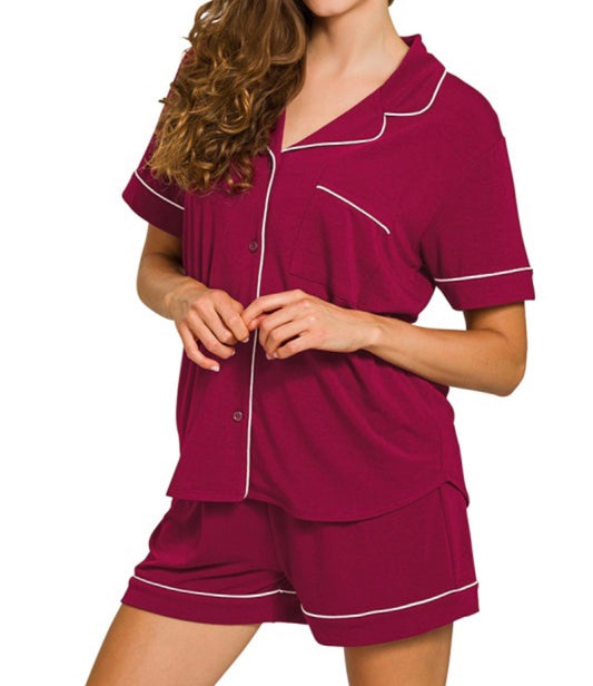 PJ Short Sets (Burgundy)