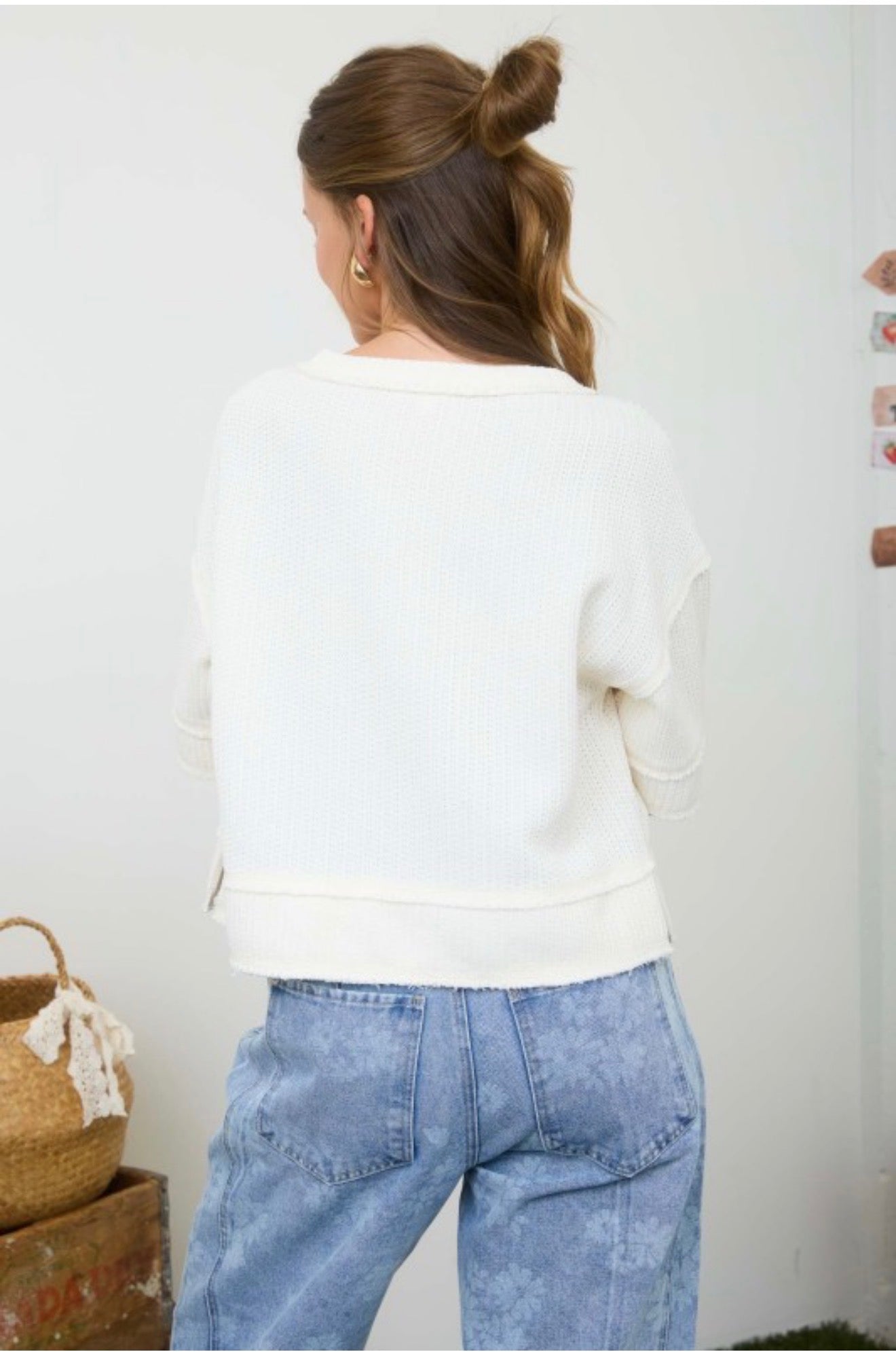 Henley Waffle Knit Top