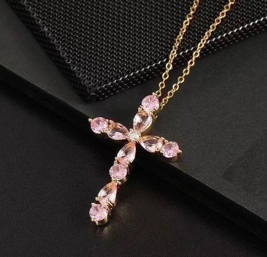 Cross Necklace (Pink)