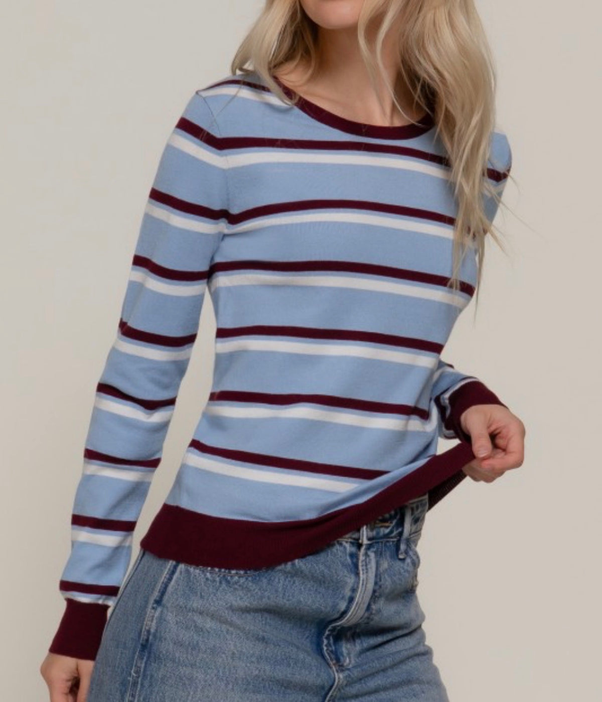 Round Neck Stripe Sweater