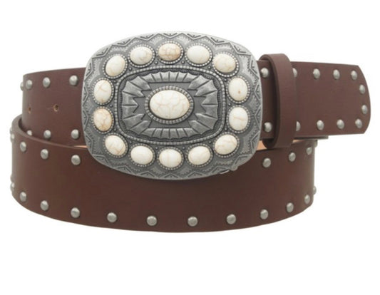 Rectangle Strap Belt (Brown)