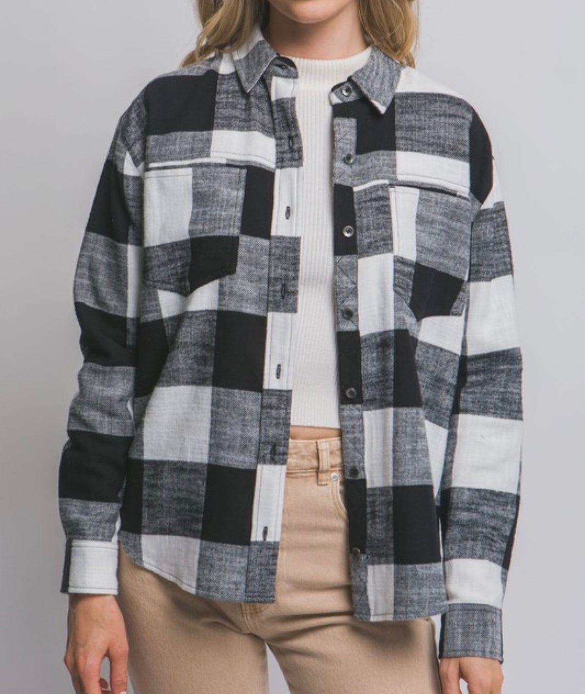 Jada Flannel Shirt (White/Black)