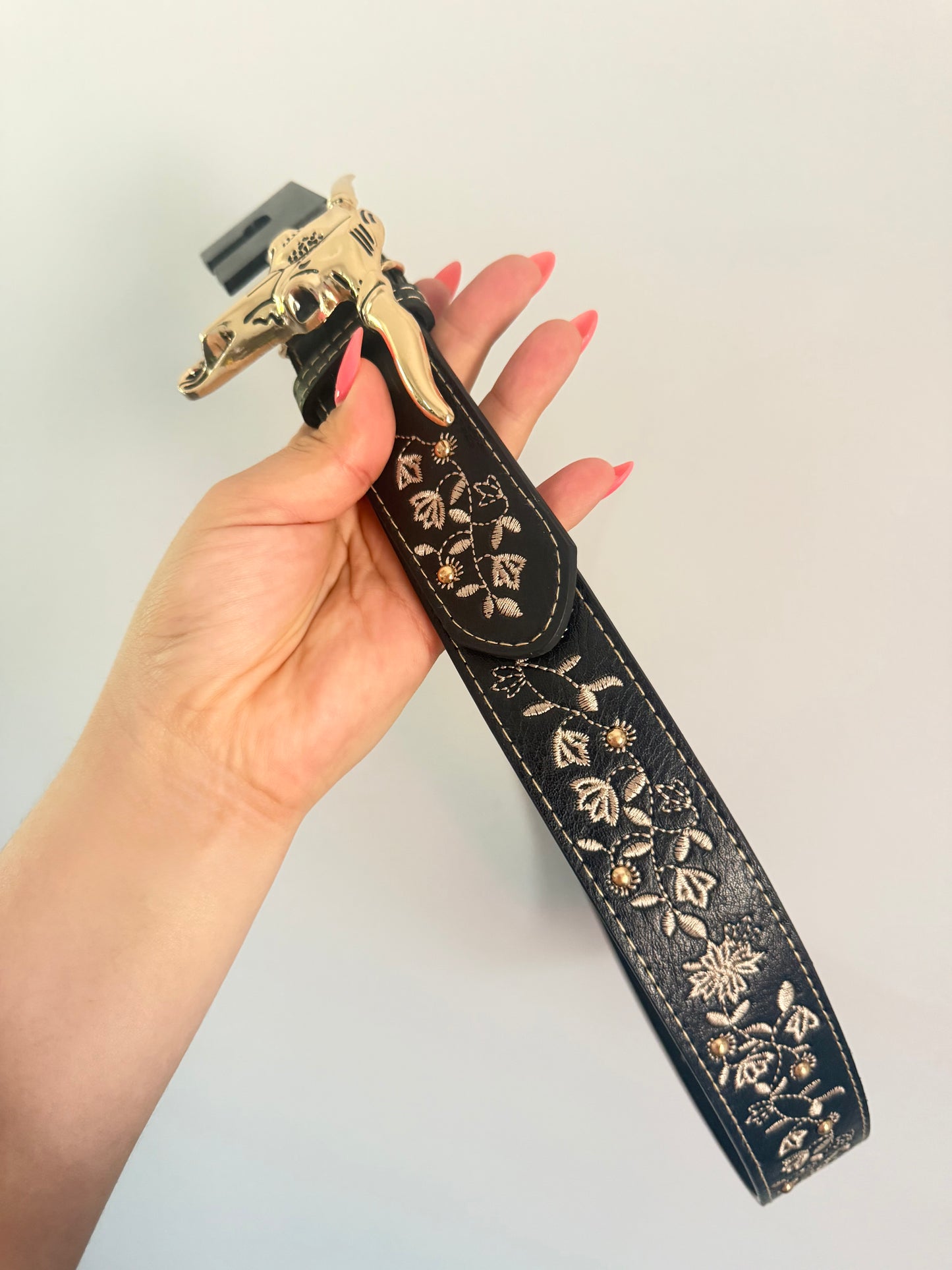 Longhorn 3D Strap Belt (Black)