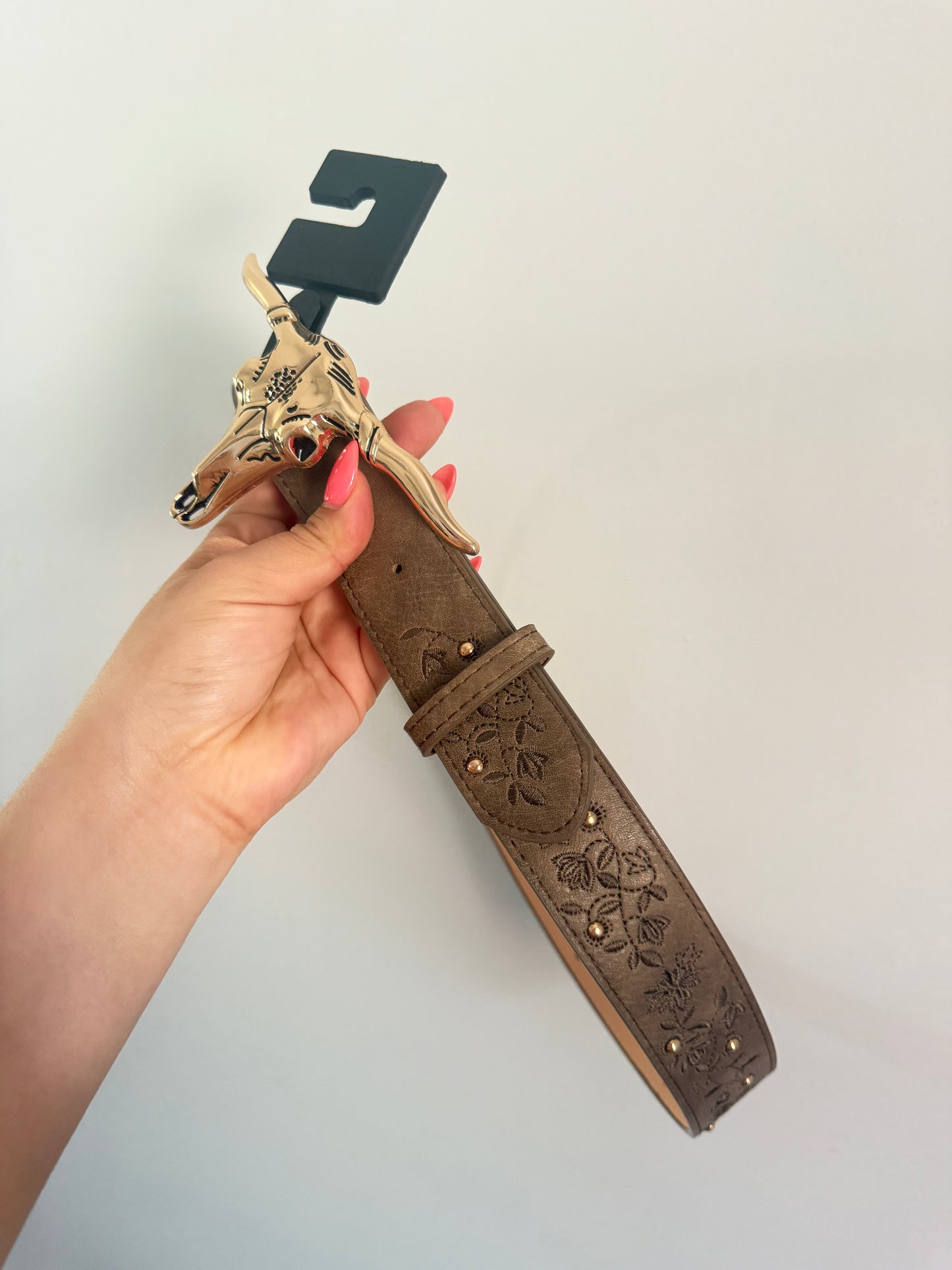 Longhorn 3D Strap Belt (Dusty Brown)