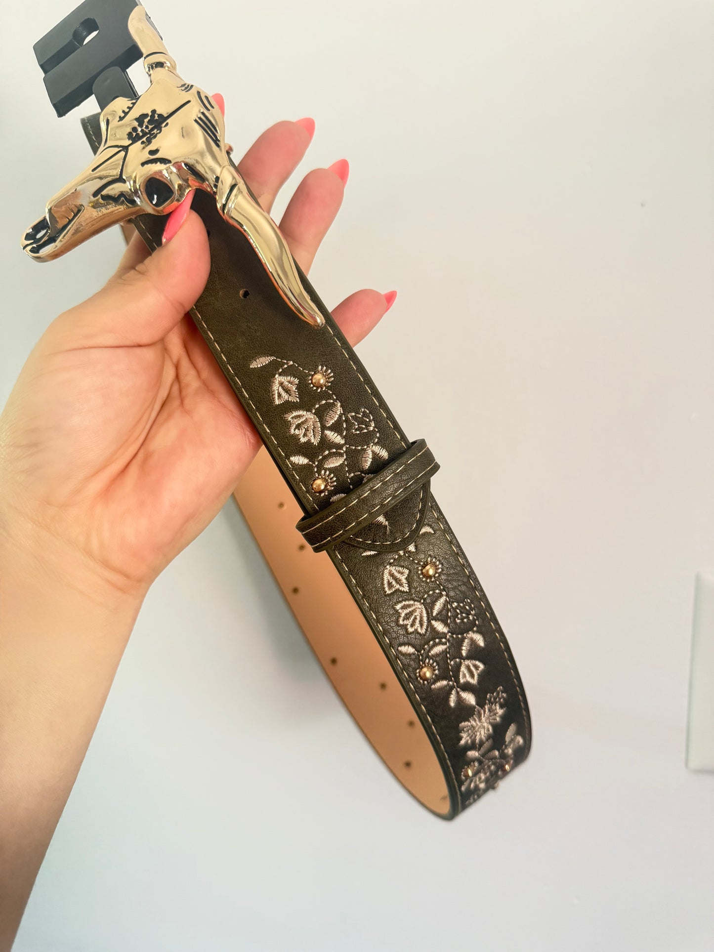 Longhorn 3D Strap Belt (Olive)