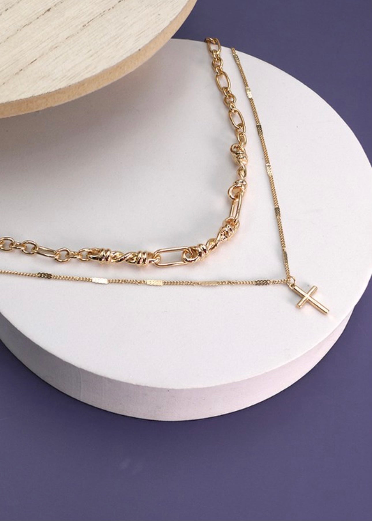 Double Row Cross Layer Necklace