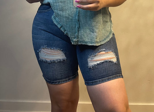 Ripped Denim Shorts